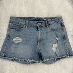 Gap Light Wash Distressed Raw Hem Jean Shorts